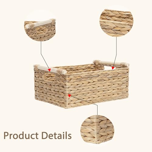 Rectangle Water hyacinth wicker storage basket Organizer(Small) - size: Small