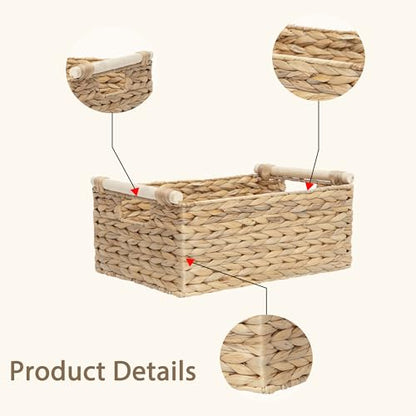 Rectangle Water hyacinth wicker storage basket Organizer(Small) - size: Small