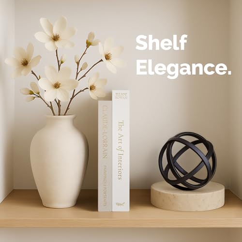 Vine Creations Decorative Books - Set of 2 Linen Hardcover Boxes with Storage - Aesthetic Fake Books for Decoration for Home, Shelf, Bookshelf Decor, Coffee Table Decor, as Storage or Keepsake Box - color: Linen-White & Beige