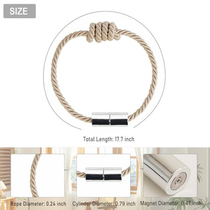 Curtain Tiebacks Magnetic Decorative Rope Tie Backs Holdbacks Contoeey - color: Beige