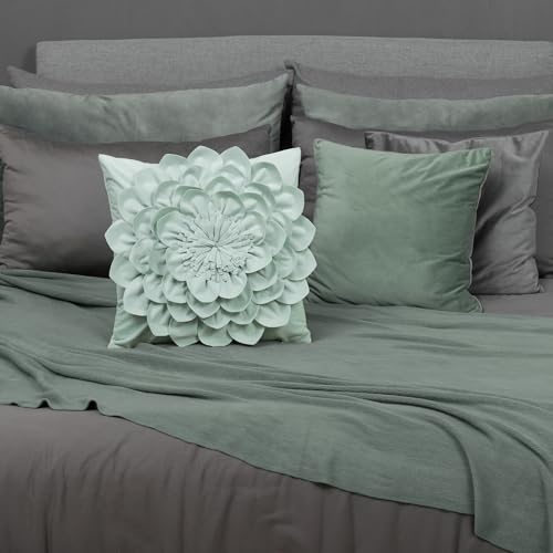 OiseauVoler Decorative 3D Flower Throw Pillow Covers 18 x 18 Inch Green - color: Applegreen