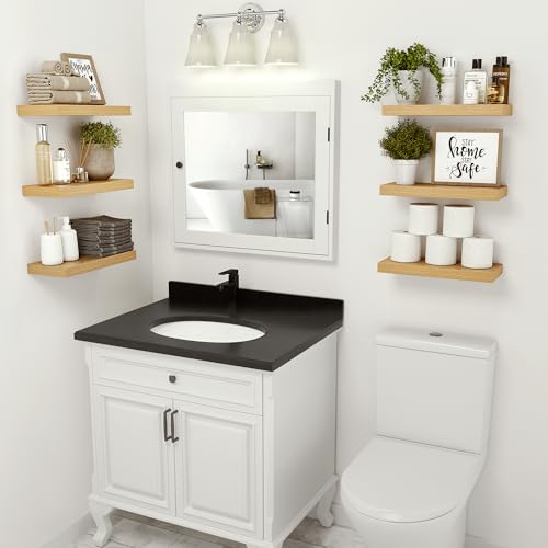 Vivelove Floating Shelves for Wall Mounted 16 inch Set of 2, Oak - color: Oak, size: 16”wx6.7”dx1.4”h