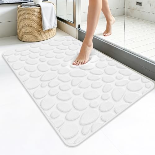 Memory Foam Bath Mat 36x24, Soft Absorbent Bathroom Rug, White - color: White, size: 24"x36"