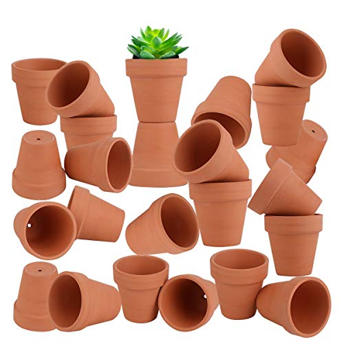 FCFKUK 24pcs Mini Clay Pots, 2.5'' Terracotta Pottery Planters, Cactus Flower Succulents Nursery Pots, with Drainage Hole, for Indoor/Outdoor - color: Red