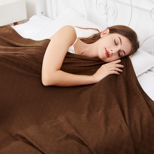 AmyHomie Cooling Waffle Blanket Queen Size, 100% Rayon Derived from Bamboo - color: Mocha, size: Queen (90"x90")