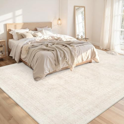 8x10 Area Rugs Living Room: Bedroom Neutral Washable Carpet Beige - color: Beige, size: 8' x 10' (Rectangular)