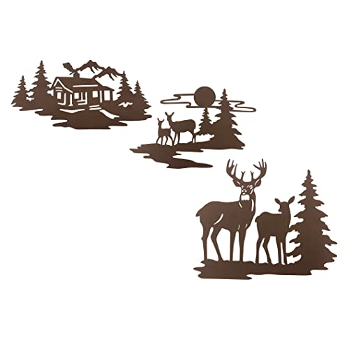 Cabin Deer Metal Wall Art Decor, Rustic Mountain decor Hanging for Indoor - color: Forest Deer