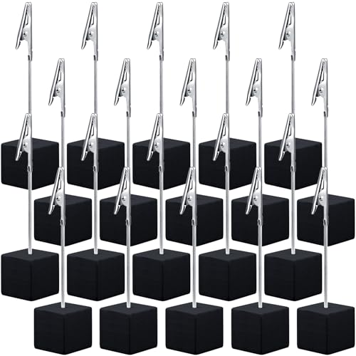 20 Pcs Cube Base Memo Clip Holder with Alligator Clip, Black - color: Black