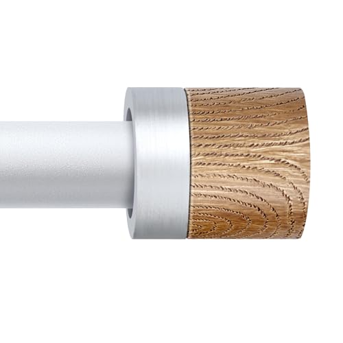1 Pack Boho Rustic Adjustable Wood Curtain Rod 32-45 Inch, Silver - color: Silver, size: 32"-45"|1 PACK