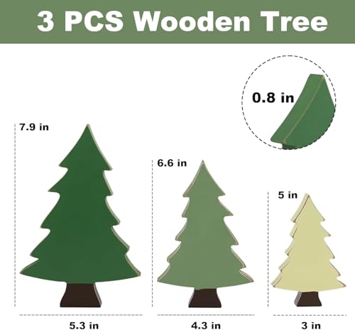 Christmas Decorations-3PCS Wooden Christmas Tree Sign-Rustic Christmas Tree for Tabletop Tiered Tray Shelf Mantel Fireplace Decor