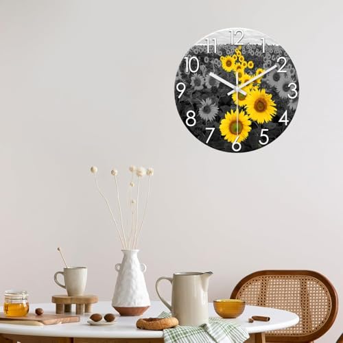 XFM Large Sunflower Wall Clock Battery Operated 20 Inch - color: Yellow1, size: 20 Inch