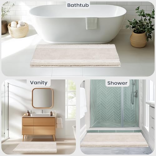 PURRUGS Bathroom Rug, Bath Mat, 20" x 30", Beige - color: Beige, size: 20" X 30"