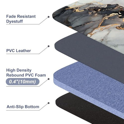 Mrcrypos Luxury Black and Gold Marble Kitchen Rugs PVC Leather Waterproof - color: Black Marble, size: 23.5" W x 70" L