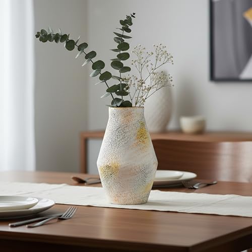Rustic Farmhouse Ceramic Vase, 10 Inch - color: Rustic White, size: 10 inch