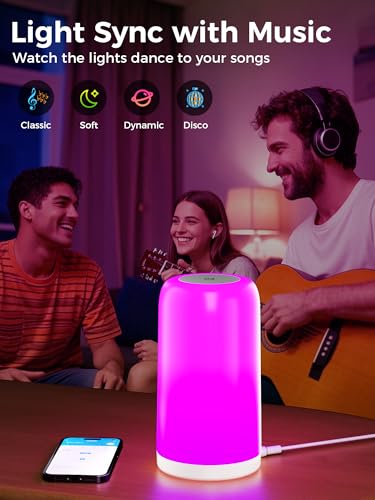 VOLIVO Smart Touch Bedside Lamp, Bluetooth App Control, Dimmable & Timer