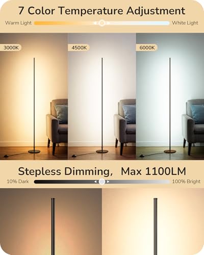 EDISHINE 2 Pack 57.5” Floor Lamp with Remote, Dimmable & 7 CCT Adjustable - color: Black