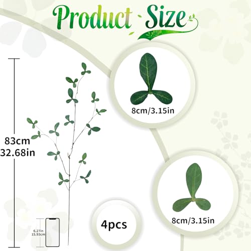97.8cm(38.5인치) 인공 무화과나무 가지 녹색 잎 4개 - color: Bd 그린