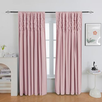 Pintuck Diamond Textured Thermal Insulated Window Curtains 52"W x 84"L - color: Peach Pink, size: 52"W x 84"L (Pack of 2)