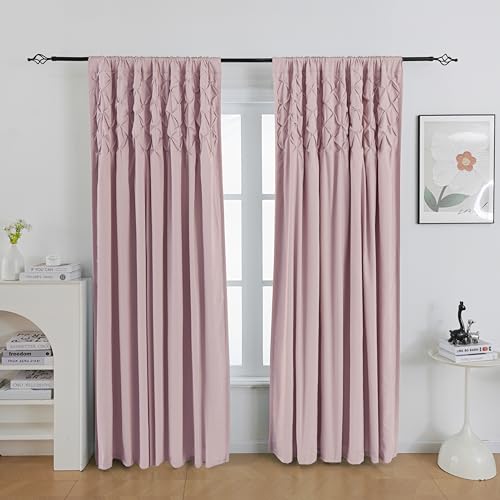 Pintuck Diamond Textured Thermal Insulated Window Curtains 52"W x 84"L - color: Peach Pink, size: 52"W x 84"L (Pack of 2)
