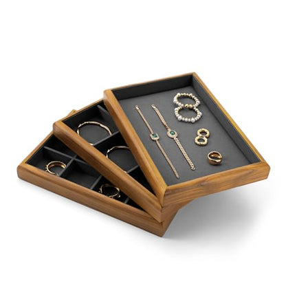 Oirlv Dark Grey Wood Jewelry Pendant Display Tray - color: Grey, size: 12 insert