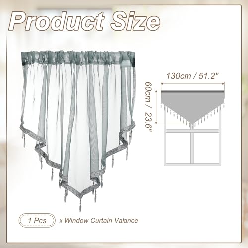uxcell Window Valance, 51x24 Beaded Sheer Valance Curtains Gray - color: Grey