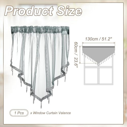 uxcell Window Valance, 51x24 Beaded Sheer Valance Curtains Gray - color: Grey