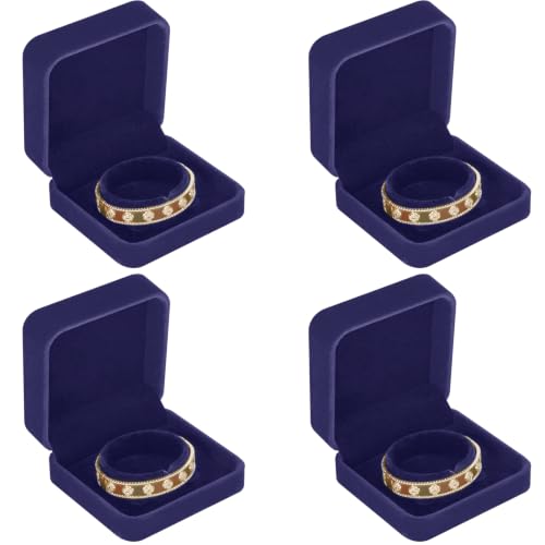 KUKUVR 4 Pcs Velvet Bracelet Gift Box, Jewelry Storage Holder Case for Bangle Anklet beaded bracelet Birthday Anniversary, Gift for Women (Blue) - color: Blue