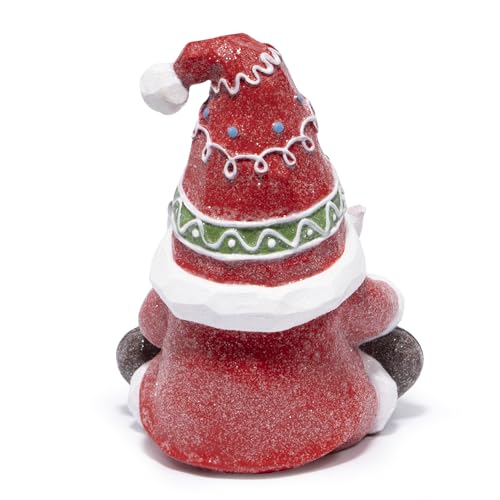 Hodao Christmas Gnome Figurine with Gingerbread House, Holiday Elf Decor - color: Red-1