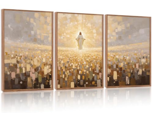 Texture Jesus Canvas Wall Art Set,Jesus Blessing Crowds Framed Wall Decor - color: 3d Modern Jesus Wall Art, size: 24"L x 36"W