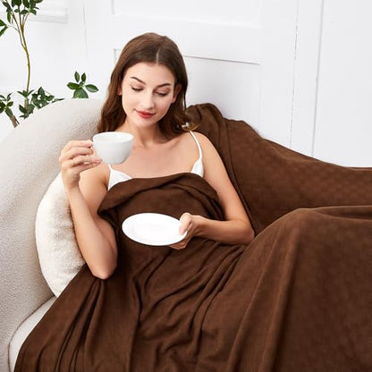 AmyHomie Cooling Waffle Blanket Queen Size, 100% Rayon Derived from Bamboo - color: Mocha, size: Queen (90"x90")