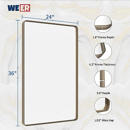 WEER Bronze Bathroom Vanity Mirror 24X36 Inch - color: Bronze, size: 24"L x 36"W