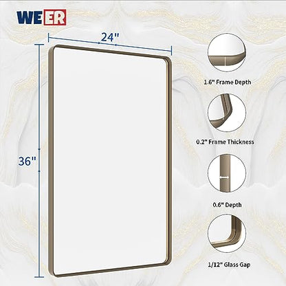 WEER Bronze Bathroom Vanity Mirror 24X36 Inch - color: Bronze, size: 24"L x 36"W