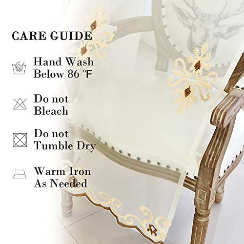 VOGOL Simple Chenille Jacquard Sheer Window Elegance Curtains/Drapes/Panels/Treatments for Bedroom Living Room, 42 x 63, Top Grommets(2 Panels) - color: Coffee-sheer, size: 42"W x 63"L (Pack of 2)