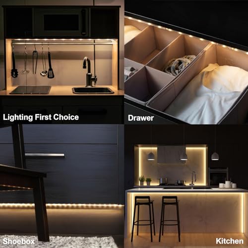 2 Pack 9.8Ft Battery Powered LED Strip Lights for Kitchen (Warm White) - color: Warm White
