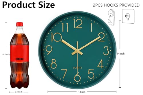 Modern Silent Wall Clock, 14 Inch Wall Clocks Battery Operated - color: Navy Blue, size: 14 Inch
