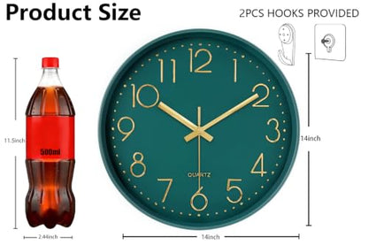 Modern Silent Wall Clock, 14 Inch Wall Clocks Battery Operated - color: Navy Blue, size: 14 Inch
