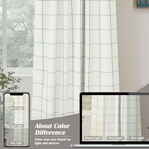 DriftAway 100% Blackout Windowpane Plaid Linen Curtains 54 Inches Black - color: Black, size: 52"W x 54"L (Pack of 2)
