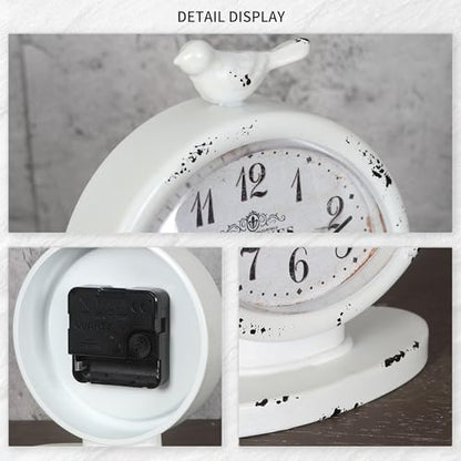 Classic Vintage Desk Clock, Creamy White