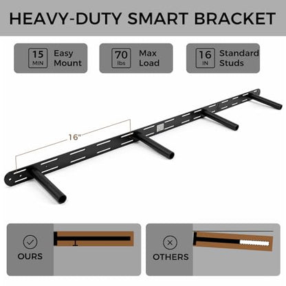 Floating Shelves 60 inch Long 8 "deep Set of 2, Heavy Duty Wood Wall Mounted Shelves for Bathroom Living Room Kitchen,Book Shelves with Thickened Hidden Bracket-Distressed Walnut - color: Distressed Black Walnut, size: 60'' x 8''x 2''(set of 2）