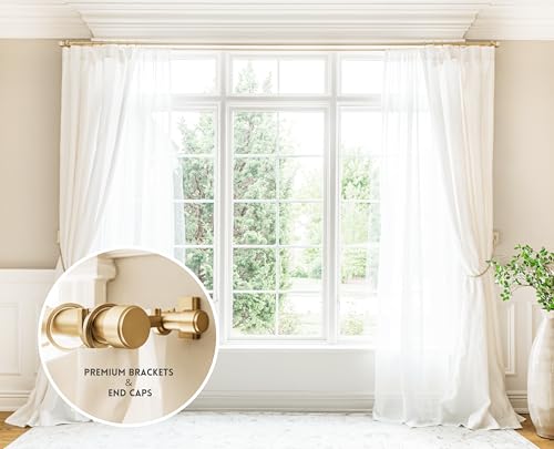 BlastHome® Luxury Fixed Length Double Curtain Rod, 8 ft, Brushed Gold - color: Brushed Gold, size: 8 foot, style: Double Rod