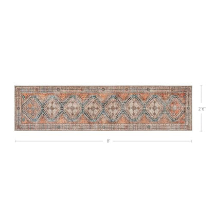 Knot Tangelo 2'6" x 8' Orange & Blue Runner Rug - Persian-Inspired Design - size: 2'6" x 8' (Rectangular)