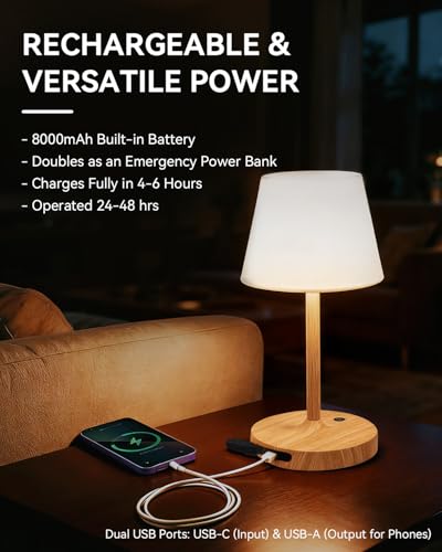 SAIWEYA Outdoor Waterproof Shower Lamp, 8000mAh Rechargeable Bathroom Lamp - color: Wood Grain, size: 8000mAh