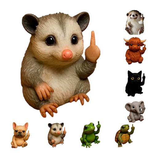 Nicerice Fun Mini Middle Finger Animal Statue,Resin Middle Finger Animals Decor Statue for Desktop,Office and Car, Funny and Cute Middle Finger Humor Gag Gifts (Mouse) - color: Mouse