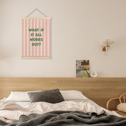 KAOWT Pink Green What If It All Works Out Wall Art Sign, 12x16 Inches - color: Pink Green