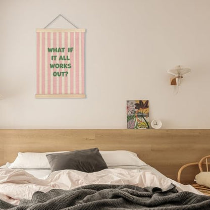 KAOWT Pink Green What If It All Works Out Wall Art Sign, 12x16 Inches - color: Pink Green