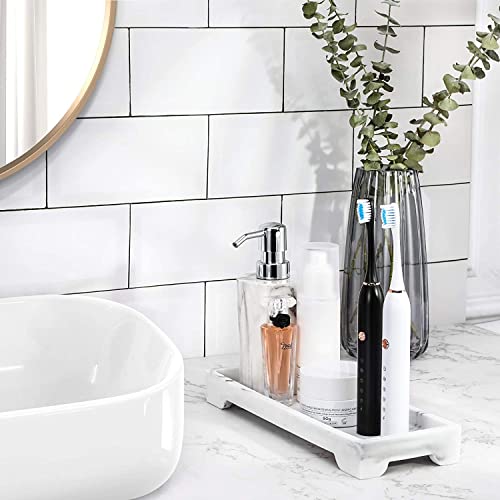 Luxspire Marble Tray for Soap Dispenser Perfume Jewelry, S, Gravel White - color: D - Gravel White, style: Small
