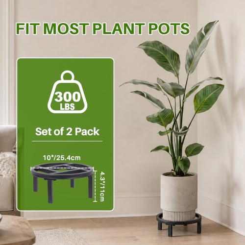 10" Metal Plant Stand, Black-2PCS - size: 10"-2PCS