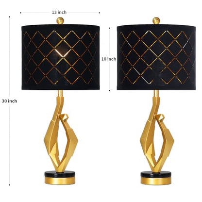 CINSARY 30" Tall Black and Gold Table Lamps Set of 2 for Living Room - color: Gold Black