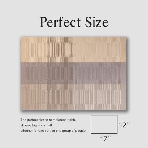 Placemats Set of 4 - Easy Clean Woven Vinyl Placemats for Dining Table, Indoor/Outdoor Place Mats, Washable PVC Table Mats （Gold Dune） - color: D-gold Dune