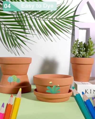 vensovo 4.5 Inch Terracotta Shallow Succulent Pots with Saucers, 6 Pack - color: Brown, size: 4.5 Inch